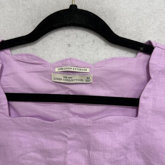 Abercrombie & Fitch Linen Tank Top Womens XS Purple Square Neck Cropped Summer - Picture 4 of 5